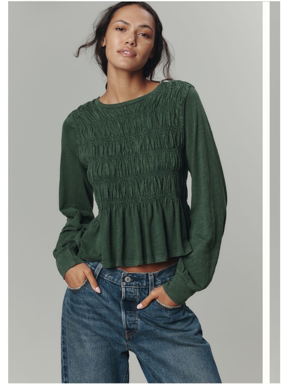Pilcro Long Sleeve Smocked Top